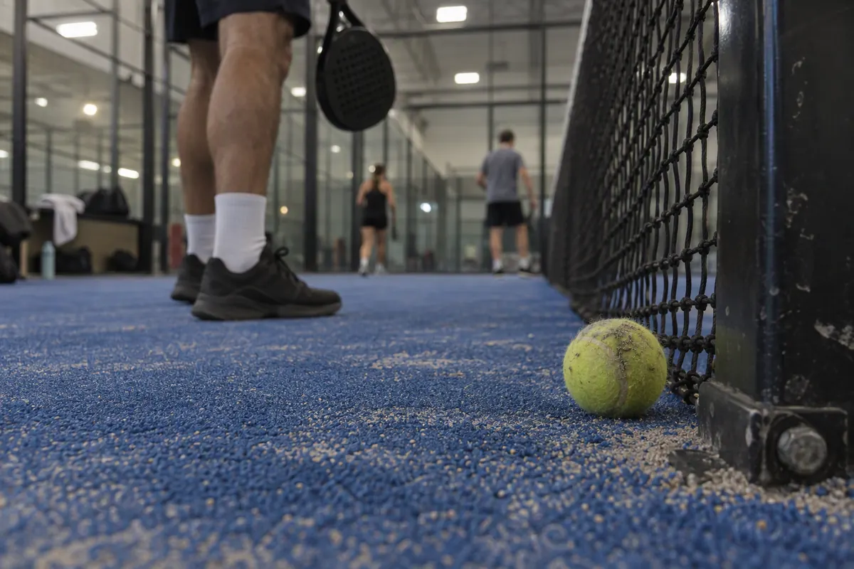 Una pelota en la esquina de una pista de pádel (imagen ilustrativa)